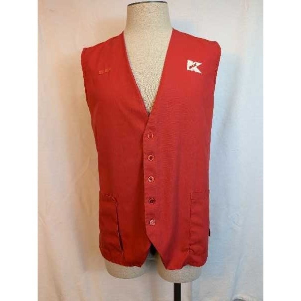 Todd Red Kmart Logo Vest Size 1X V-Neck Button Front Sleeveless Gingham